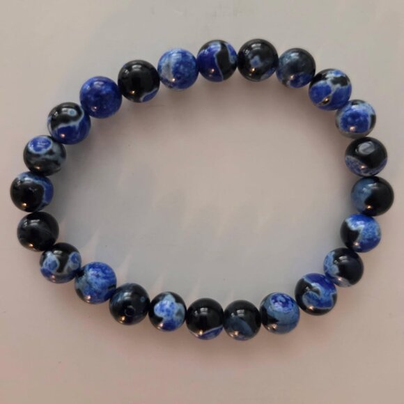 Ocean Agate bracelets for sale, new in package, 8mm and 7.5" elastic corded - Picture 1 of 3